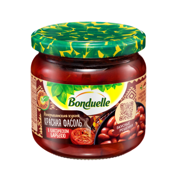 Фасоль консервированная БОНДЮЭЛЬ красная в соусе барбекю 350 гр ст/б